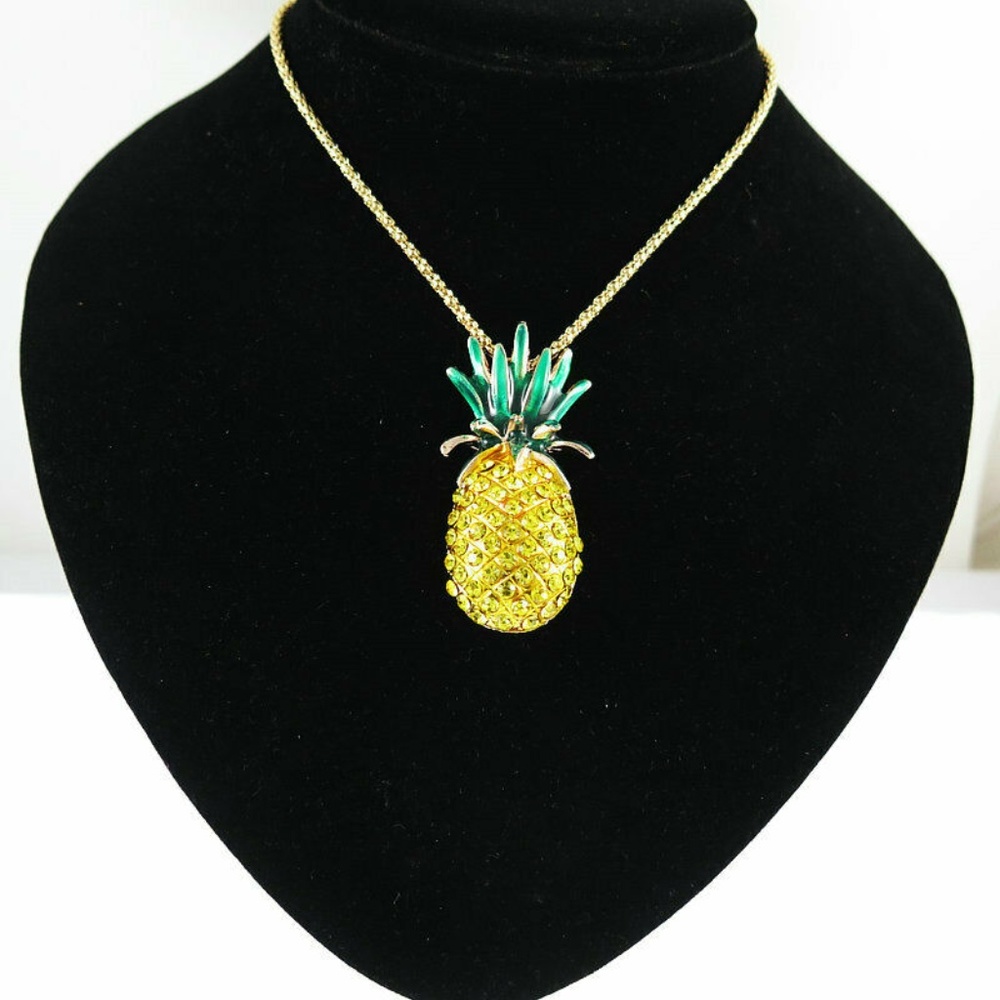 Enamel Yellow Crystal pineapple Necklace